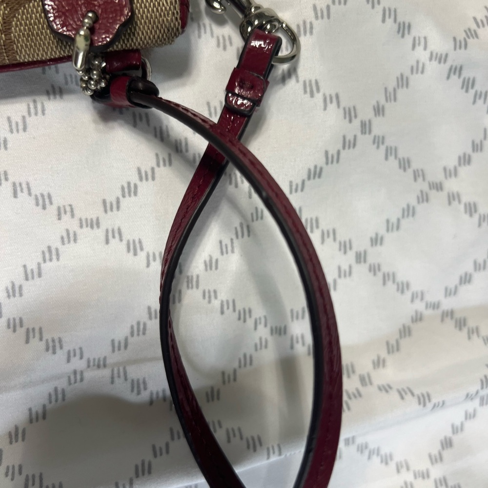 Coach Tan and Red Signature Wristlet - Picture 6 of 8
